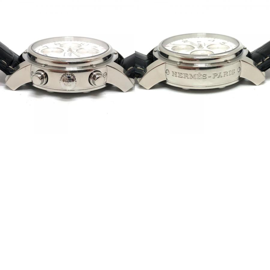 HERMES エルメス CP1.910 クリッパー クロノ  自動巻き クロノグラフ デイト 腕時計 時計 ウォッチ 腕時計 シルバー メンズ【中古】 | HERMES | 09