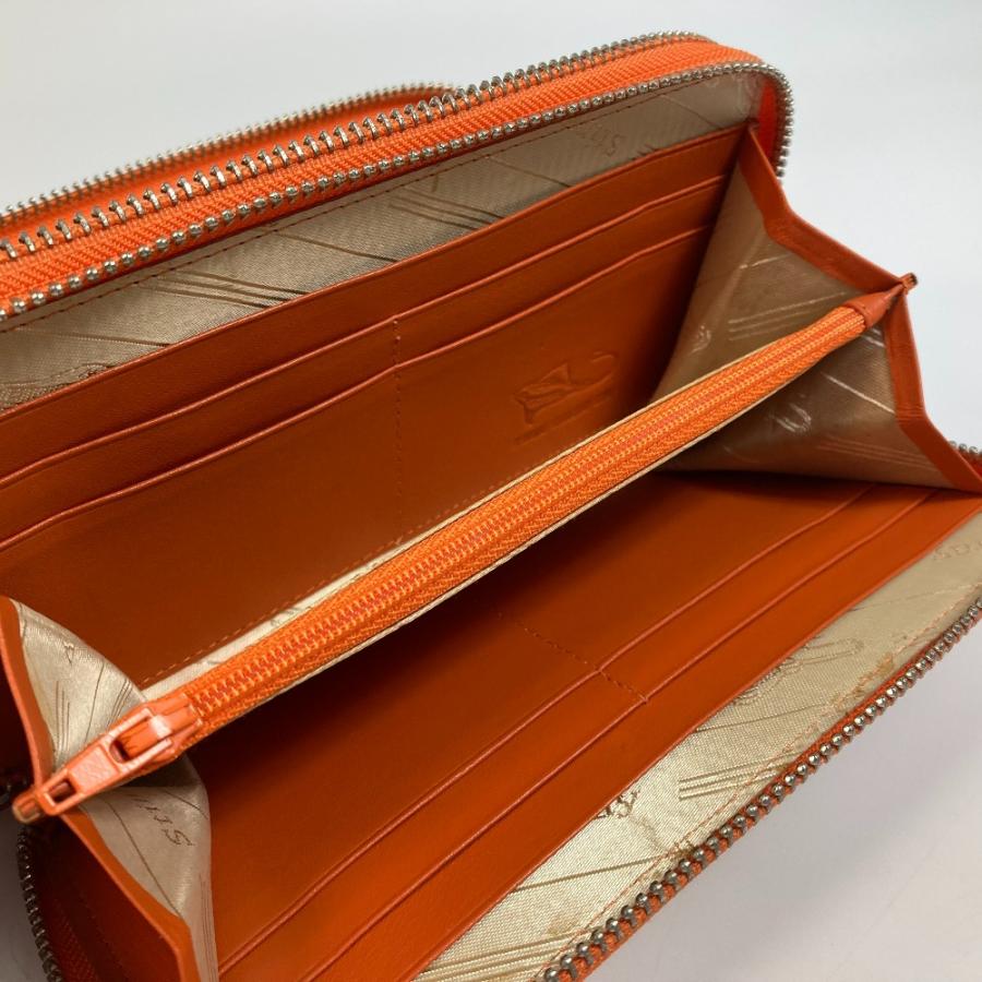 no brand ノーブランド ステイングレイ 紅葉デザイン Wジップ 長財布 レザー オレンジ系×アイボリー系 レディース【中古】 |  | 07