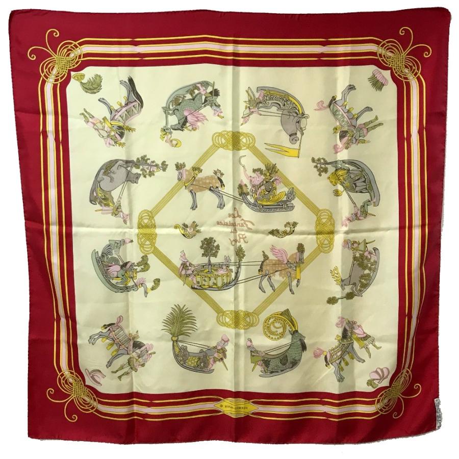HERMES エルメス Les fantaisies du Roy カレ90 シルクスカーフ