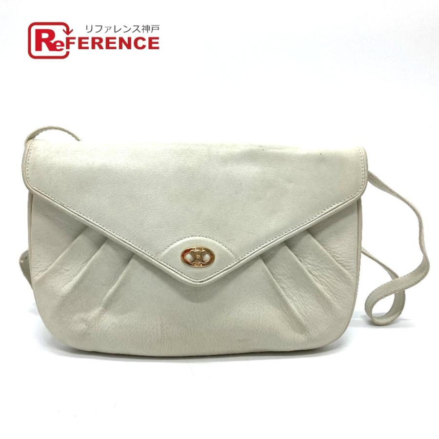 CELINE セリーヌ ヴィンテージ 斜め掛け マカダム金具 ショルダーバッグ ホワイト レディース【中古】 | CELINE