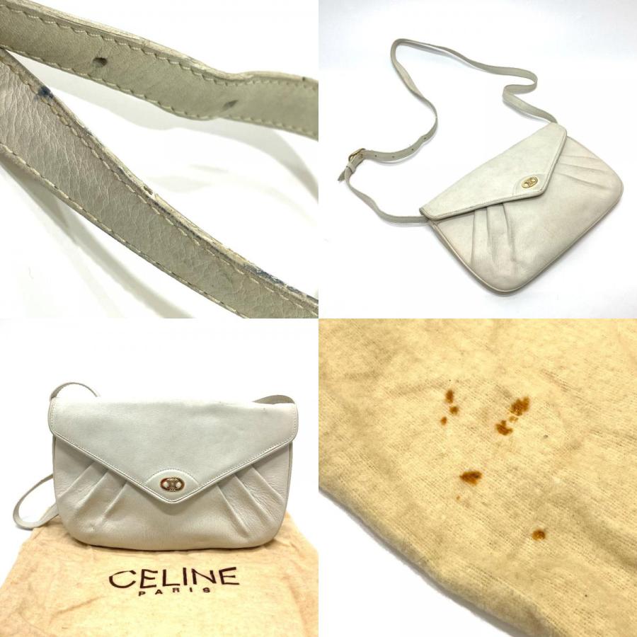 CELINE セリーヌ ヴィンテージ 斜め掛け マカダム金具 ショルダーバッグ ホワイト レディース【中古】 | CELINE | 09