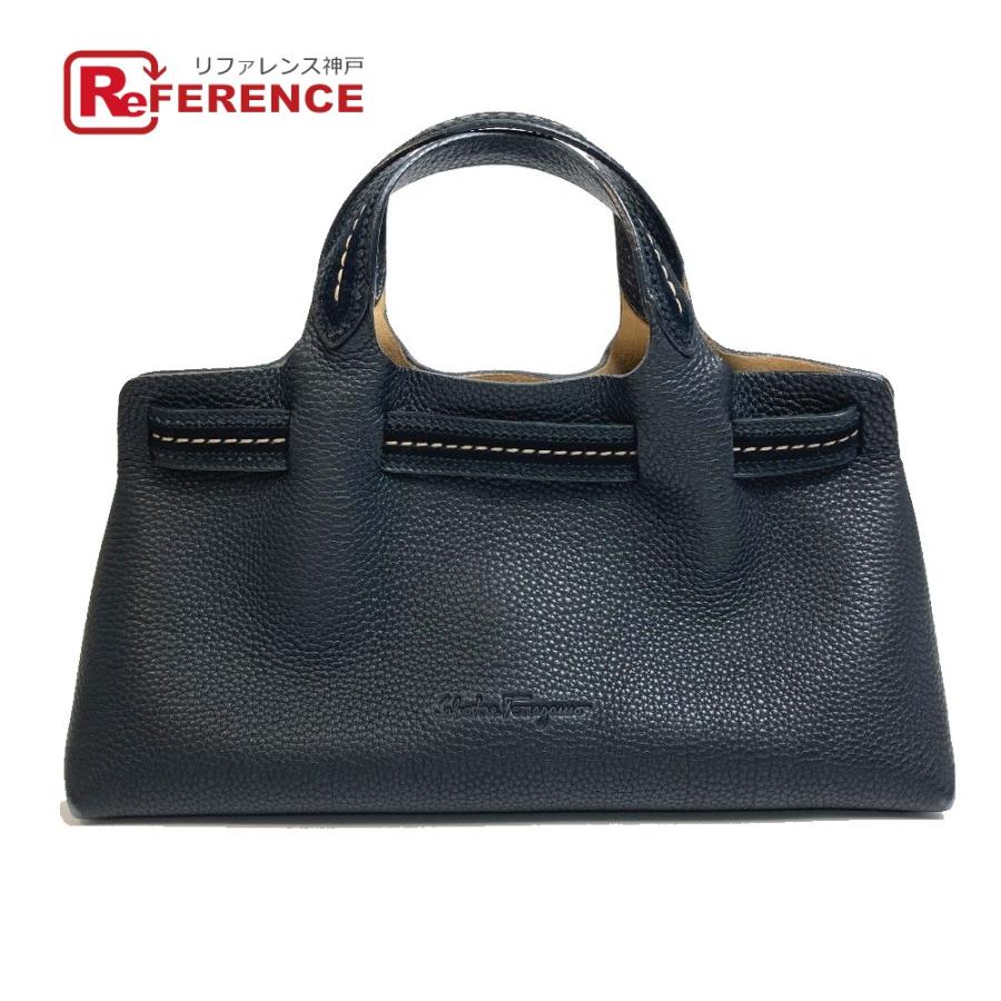 Salvatore Ferragamo サルヴァトーレフェラガモ AF-214920 ロゴ 横長 トートバッグ ハンドバッグ レザー ブラック  レディース【中古】 :T-220601-1:リファレンス コレクション - 通販 - Yahoo!ショッピング