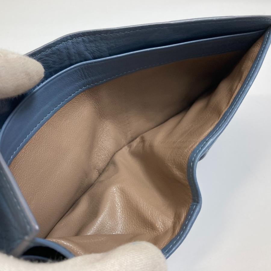 BOTTEGA VENETA ボッテガヴェネタ イントレチャート 2つ折り財布 レザー ブルー系 レディース【中古】 |  | 08