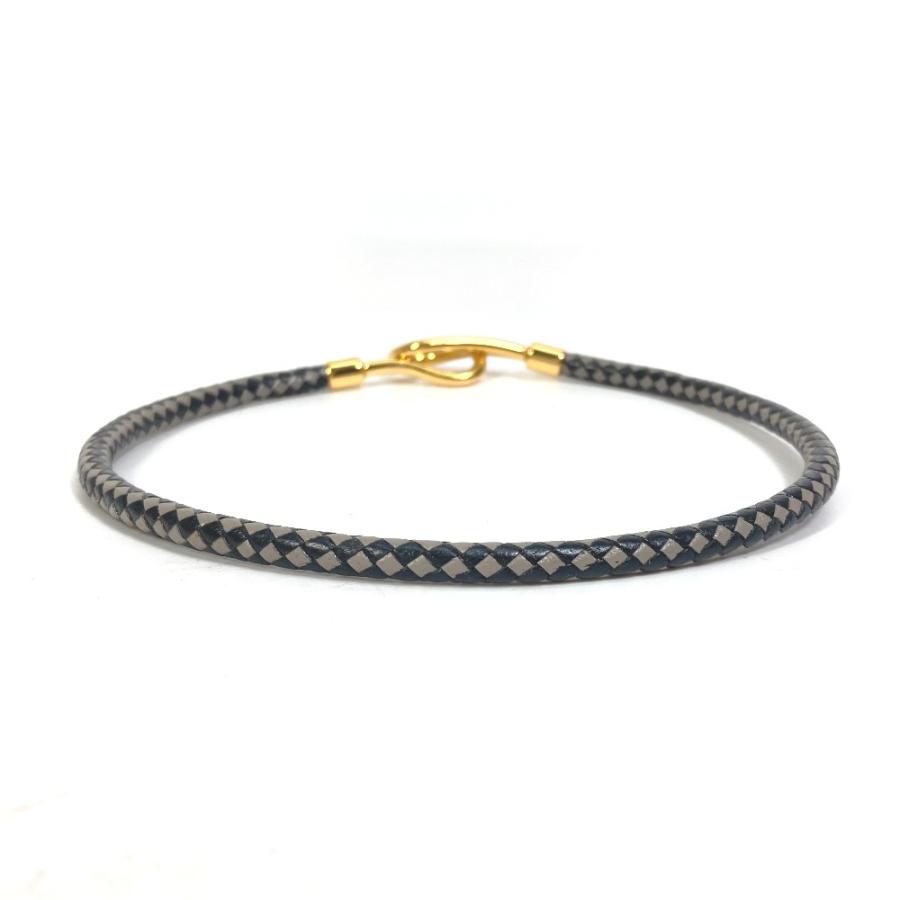 HERMES エルメス アクセサリー ジャンボブレスレット 小物 ブレスレット レザー ブラック/グレー レディース【中古】 | HERMES | 01