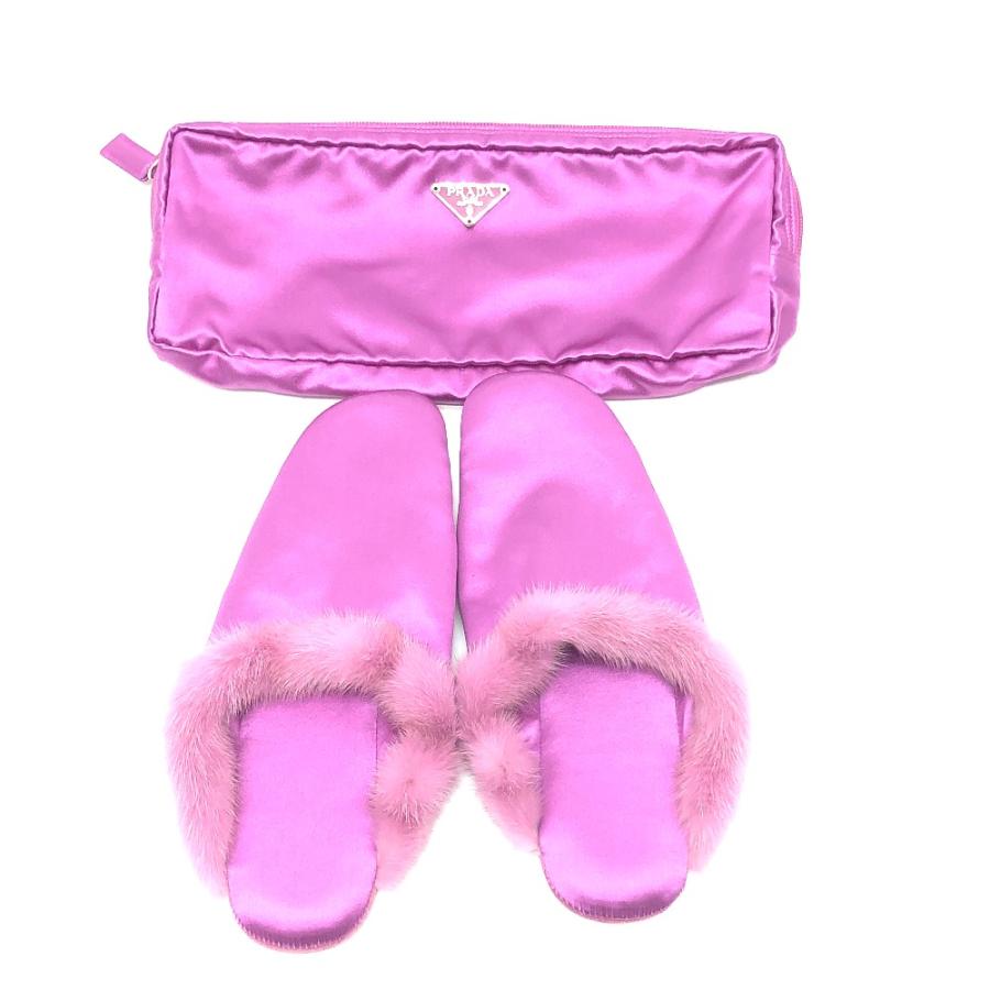 PRADA プラダ ルームシューズ ポーチ付き スリッパ パープル系 レディース【中古】 | PRADA | 07