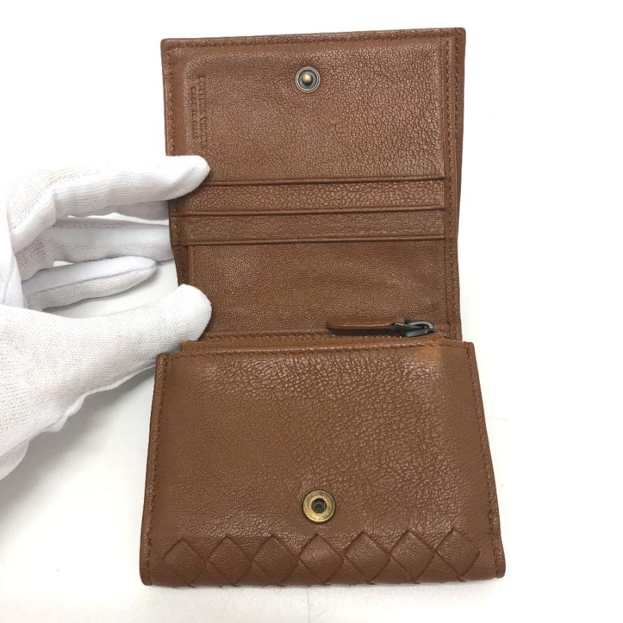BOTTEGA VENETA ボッテガヴェネタ イントレチャート コンパクトウォレット サイフ 3つ折り財布 レザー ブラウン レディース【中古】 |  | 05