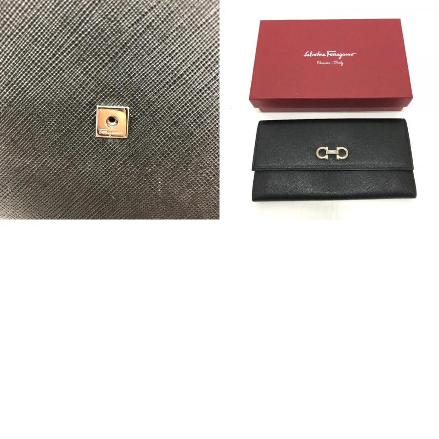 Salvatore Ferragamo サルヴァトーレフェラガモ ガンチーニ ウォレット 小物 2つ折り財布 PVC/レザー ブラック レディース【中古】 |  | 09