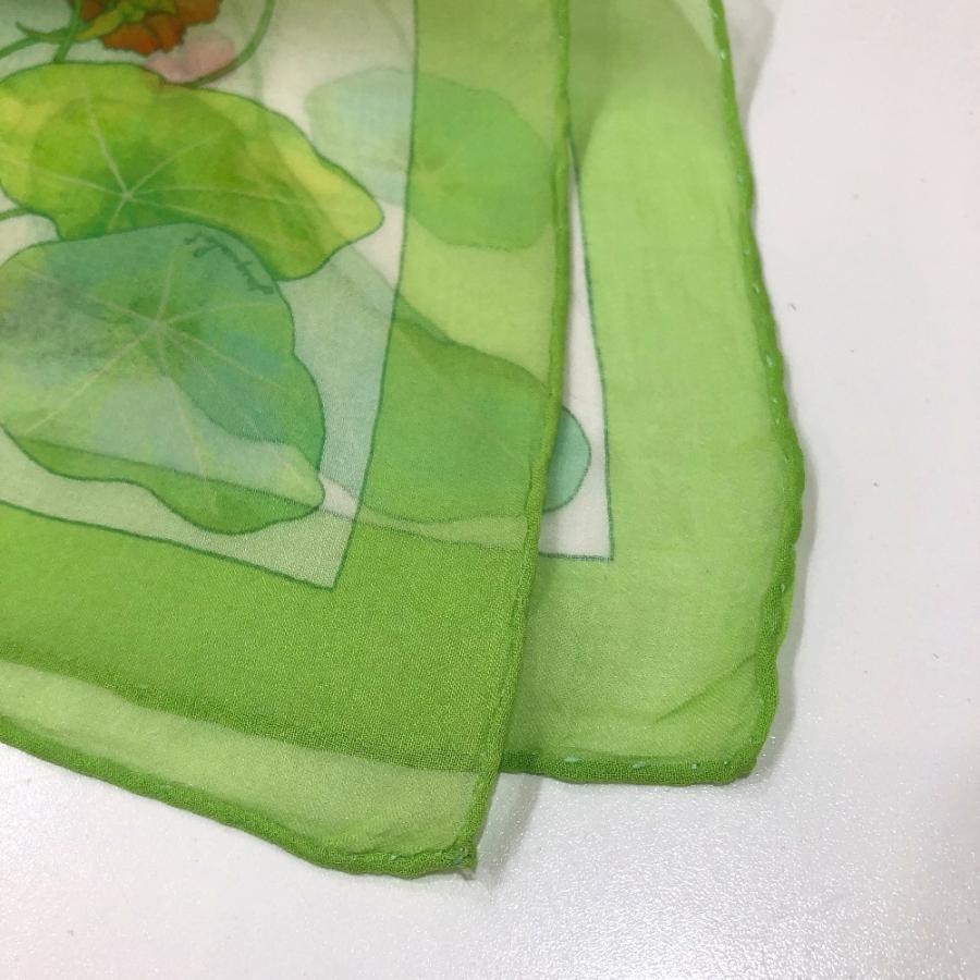 HERMES エルメス LES CAPUCINES 金蓮花 プチカレ40 ハンカチーフ スカーフ シルク グリーン レディース【中古】 | HERMES | 02
