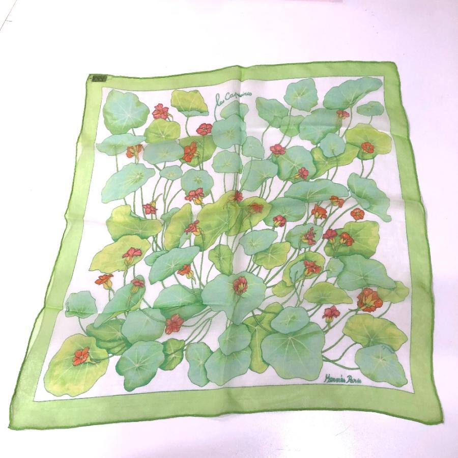 HERMES エルメス LES CAPUCINES 金蓮花 プチカレ40 ハンカチーフ スカーフ シルク グリーン レディース【中古】 | HERMES | 03