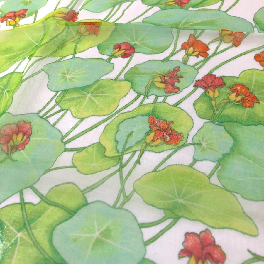 HERMES エルメス LES CAPUCINES 金蓮花 プチカレ40 ハンカチーフ スカーフ シルク グリーン レディース【中古】 | HERMES | 04