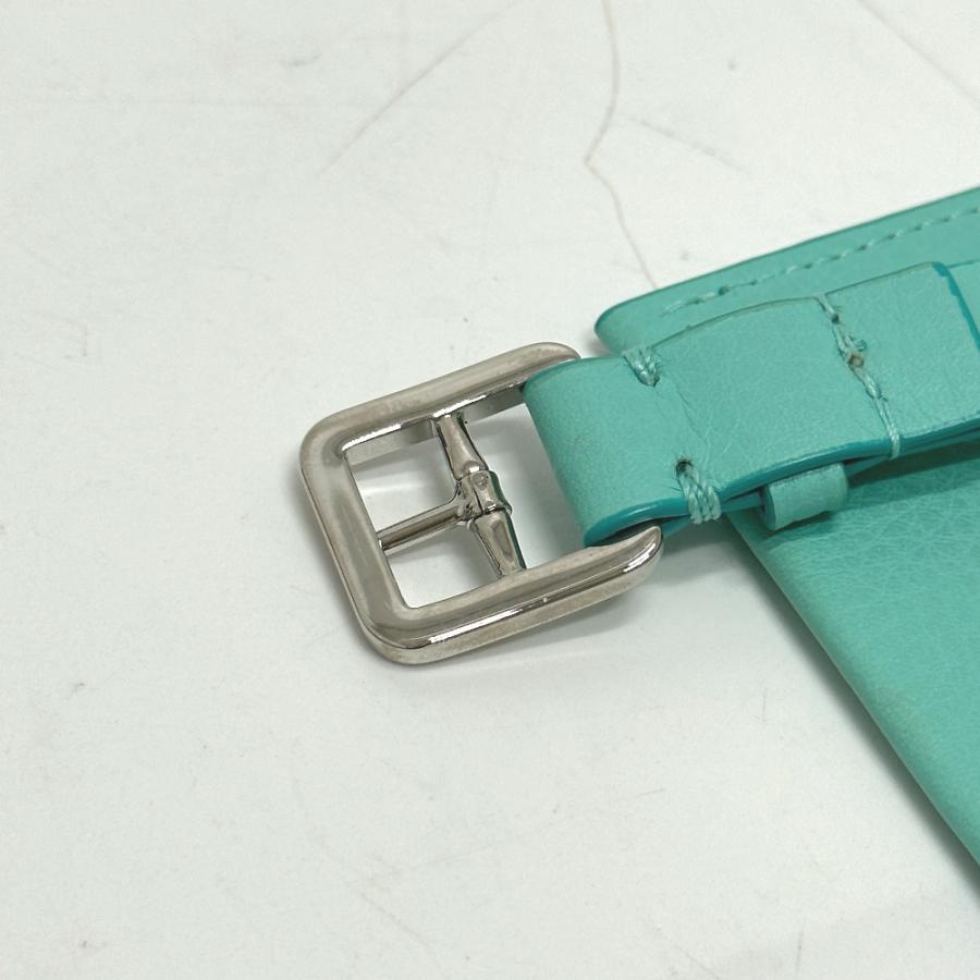 TIFFANY&Co. ティファニー ネームタグ レザー ブルー レディース