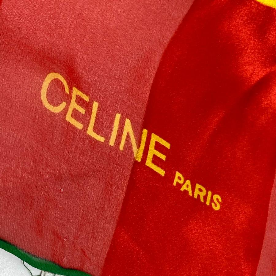 CELINE セリーヌ ヴィンテージ ジュエリーモチーフ 大判 オールドセリーヌ ショール ストール スカーフ シルク レッド レディース【中古】 | CELINE | 04