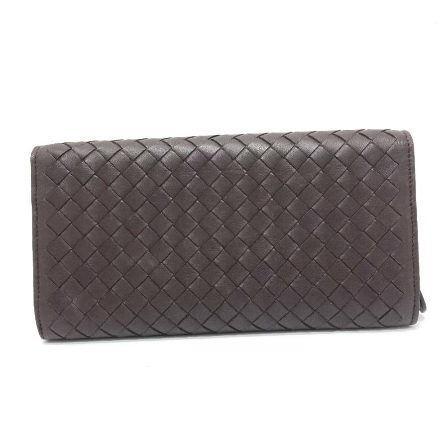 BOTTEGA VENETA ボッテガヴェネタ 150509 イントレチャート フラップ 長財布 レザー ブラウン メンズ【中古】 |  | 01