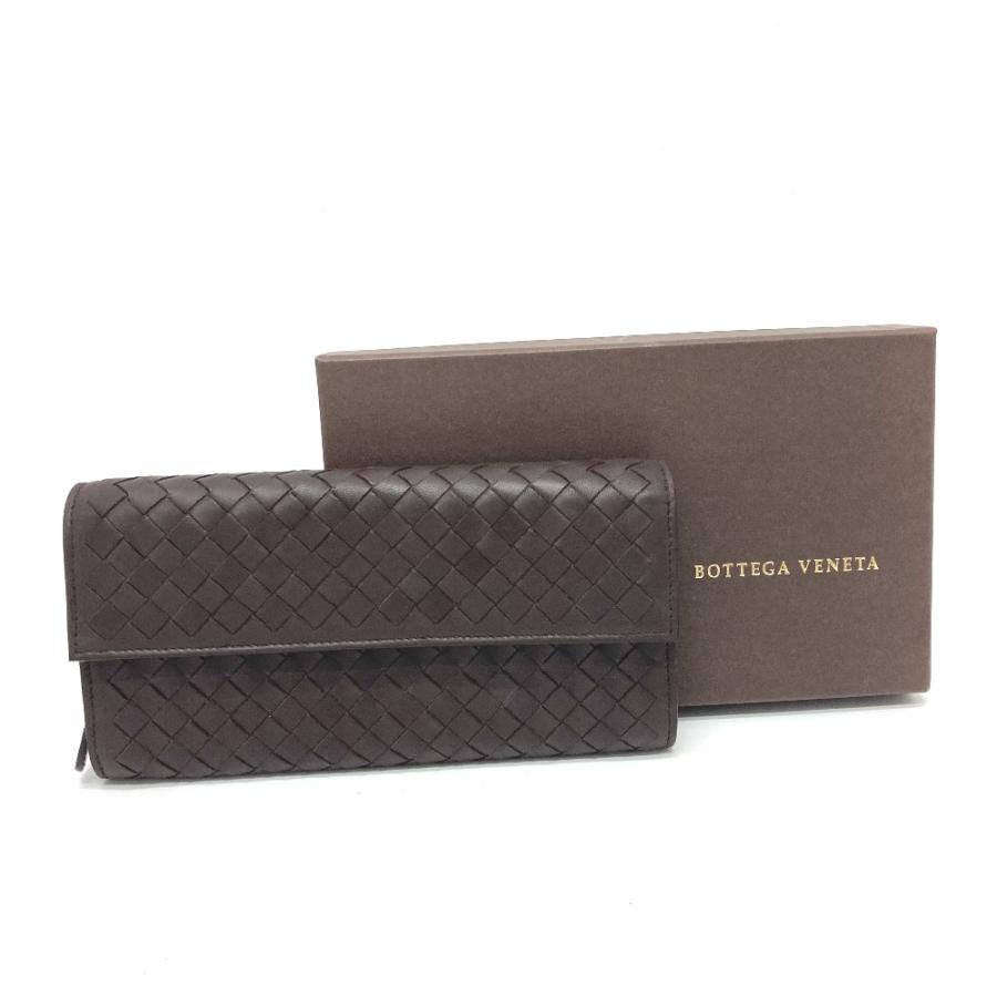BOTTEGA VENETA ボッテガヴェネタ 150509 イントレチャート フラップ 長財布 レザー ブラウン メンズ【中古】 |  | 05