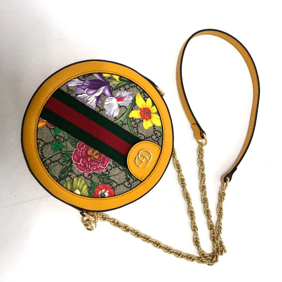 グッチ GUCCI フローラ ウェビングライン 550618 GG 肩掛けカバン ショルダーバッグ GGスプリームキャンバス イエロー GUCCI（グッチ） 550618 GG フローラ ウェビングライン 肩掛けバッグ