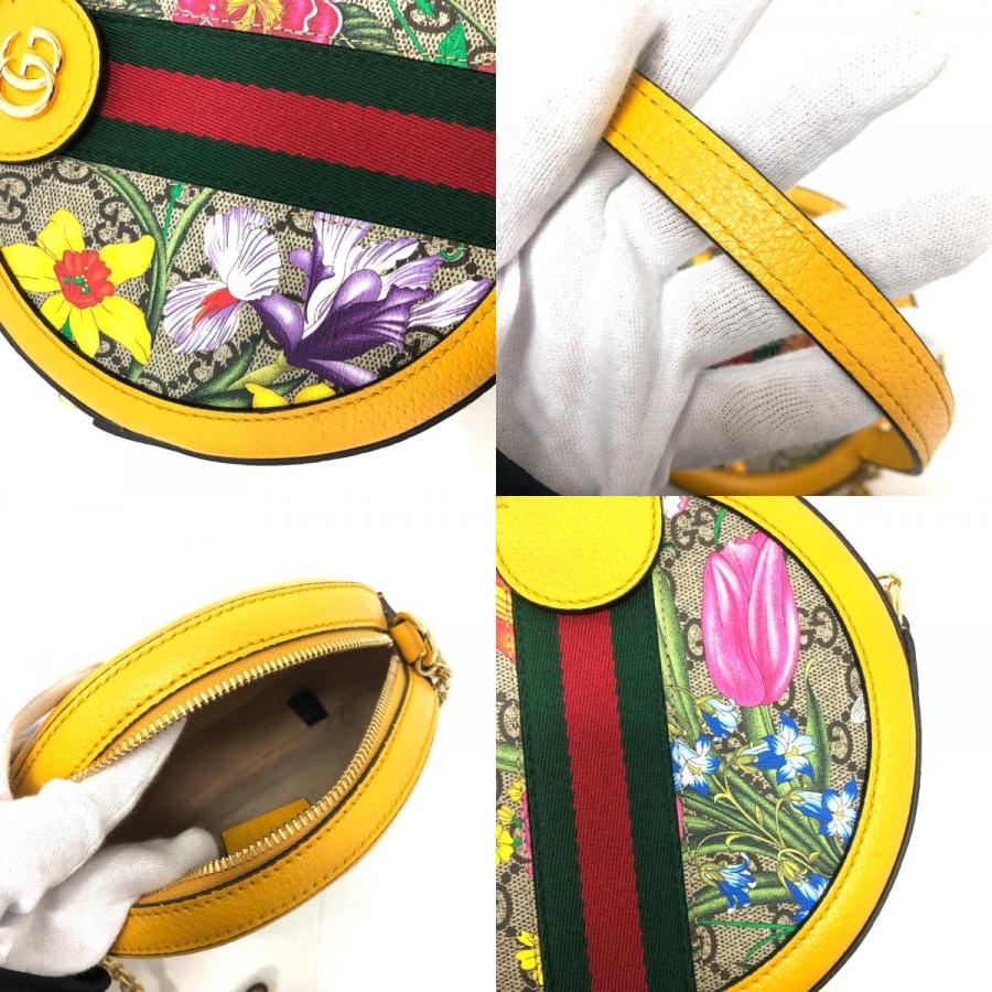 グッチ GUCCI フローラ ウェビングライン 550618 GG 肩掛けカバン ショルダーバッグ GGスプリームキャンバス イエロー GUCCI（グッチ） 550618 GG フローラ ウェビングライン 肩掛けバッグ
