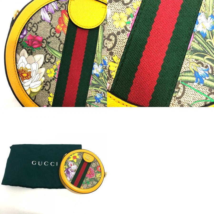 グッチ GUCCI フローラ ウェビングライン 550618 GG 肩掛けカバン ショルダーバッグ GGスプリームキャンバス イエロー GUCCI（グッチ） 550618 GG フローラ ウェビングライン 肩掛けバッグ