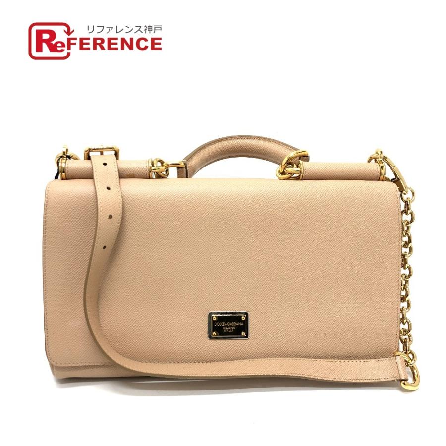 DOLCE&GABBANA ドルチェアンドガッバーナ シシリー プレート 2WAYバッグ ショルダーバッグ ベージュ レディース【中古】 | 