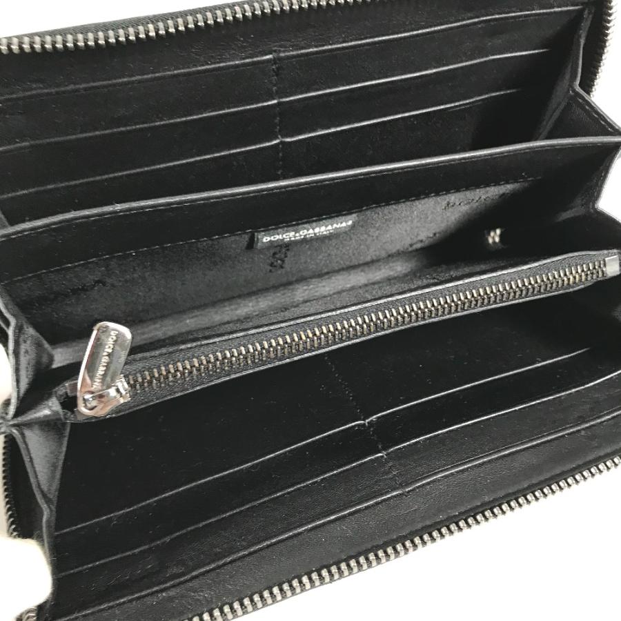 DOLCE&GABBANA ドルチェアンドガッバーナ ロゴプレート ラウンドファスナー ロングウォレット 長財布 ブラック メンズ【中古】 |  | 07