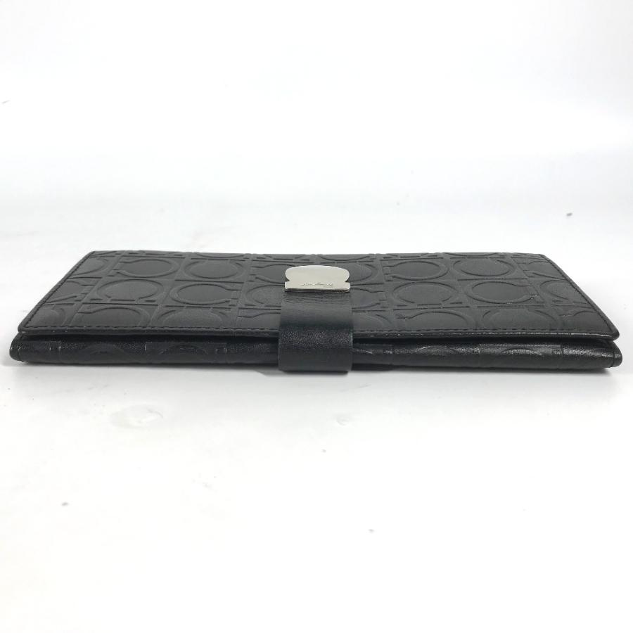 Salvatore Ferragamo サルヴァトーレフェラガモ ガンチーニ 総柄 2つ折り ロングウォレット 長財布 ブラック レディース【中古】 |  | 04