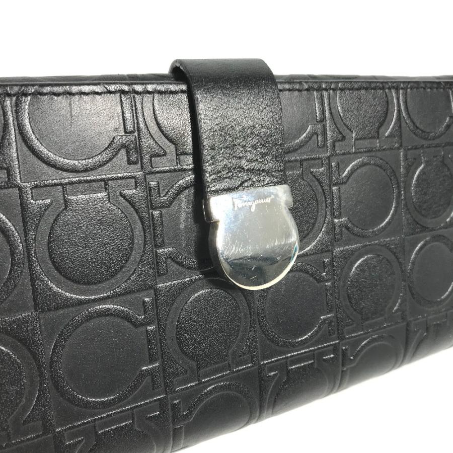 Salvatore Ferragamo サルヴァトーレフェラガモ ガンチーニ 総柄 2つ折り ロングウォレット 長財布 ブラック レディース【中古】 |  | 05