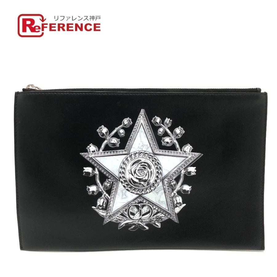 新品同様 DIOR HOMME ディオール・オム スター×ローズ ペイント セカンドバッグ クラッチ バッグ カバン 【中古】 | Dior HOMME