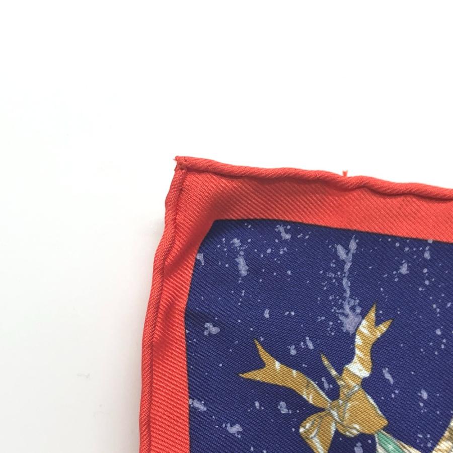 新品同様 HERMES エルメス プチカレ 東洋の石と西洋の石細工 スカーフ ファッション小物 ポケットチーフ ハンカチ レッド×ブルー 【中古】 | HERMES | 02