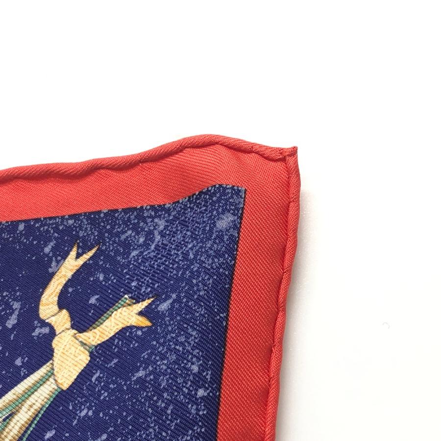 新品同様 HERMES エルメス プチカレ 東洋の石と西洋の石細工 スカーフ ファッション小物 ポケットチーフ ハンカチ レッド×ブルー 【中古】 | HERMES | 03