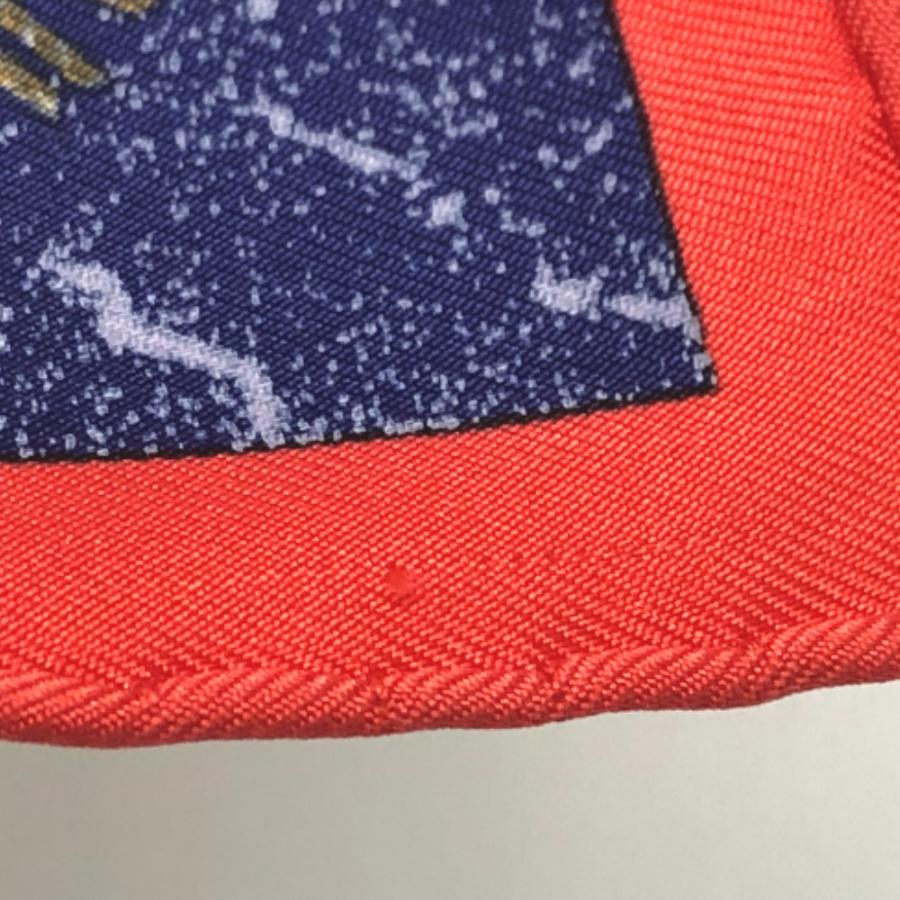 新品同様 HERMES エルメス プチカレ 東洋の石と西洋の石細工 スカーフ ファッション小物 ポケットチーフ ハンカチ レッド×ブルー 【中古】 | HERMES | 06