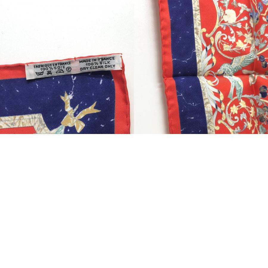 新品同様 HERMES エルメス プチカレ 東洋の石と西洋の石細工 スカーフ ファッション小物 ポケットチーフ ハンカチ レッド×ブルー 【中古】 | HERMES | 09