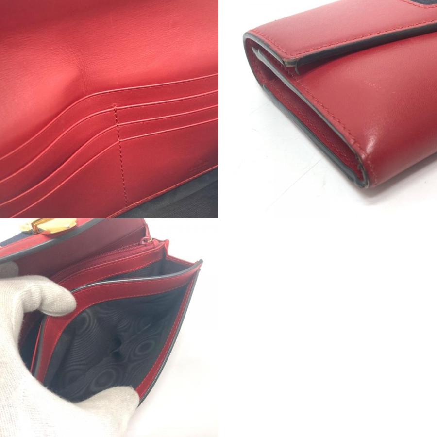 GUCCI グッチ 476084 シルヴィ コンチネンタル 二つ折り財布 ウォレット シェリーライン 長財布 レッド レディース【中古】 | GUCCI | 09