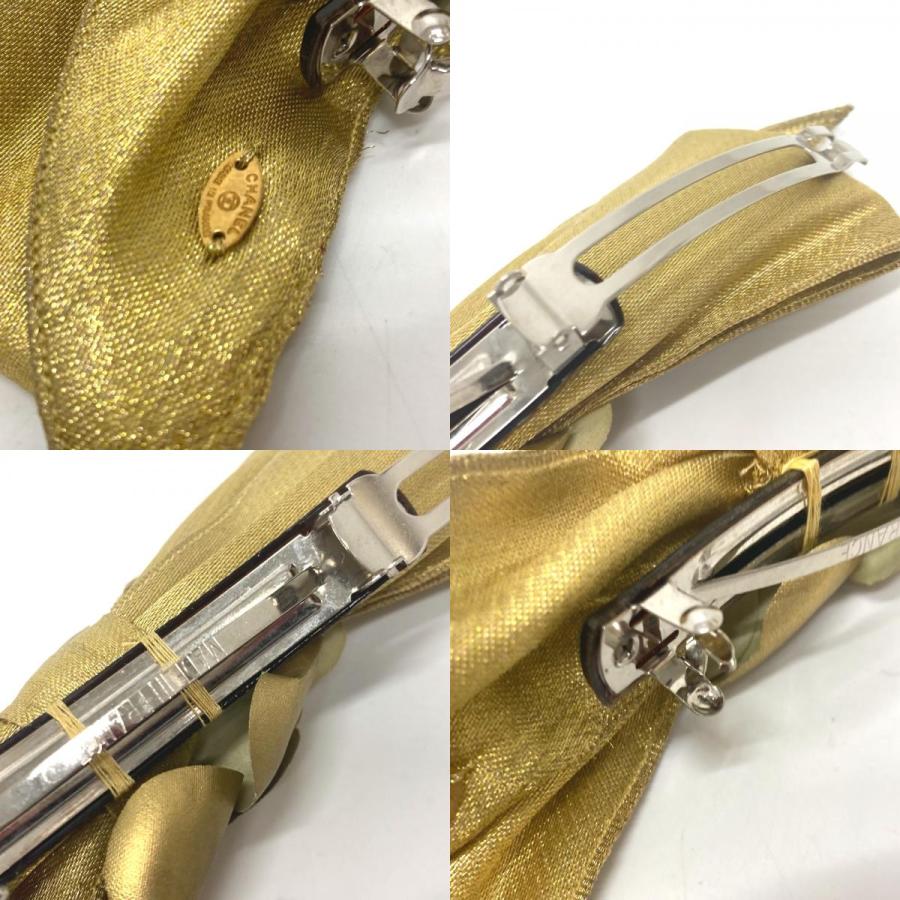 CHANEL シャネル リボン カメリア ヘアアクセサリー 髪留め ヘアクリップ バレッタ ゴールド レディース【中古】 | CHANEL | 09