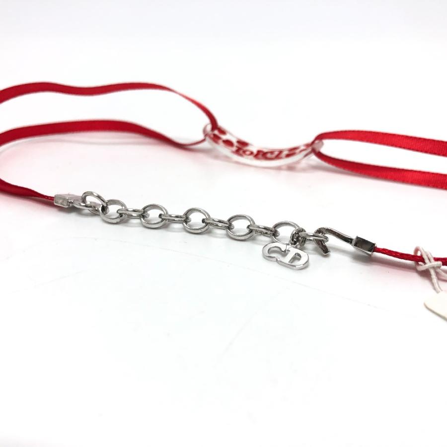 Dior ディオール ロゴ ハート プレート アクセサリー 首輪 首飾り チョーカー クリア×レッド レディース【中古】 |  | 03