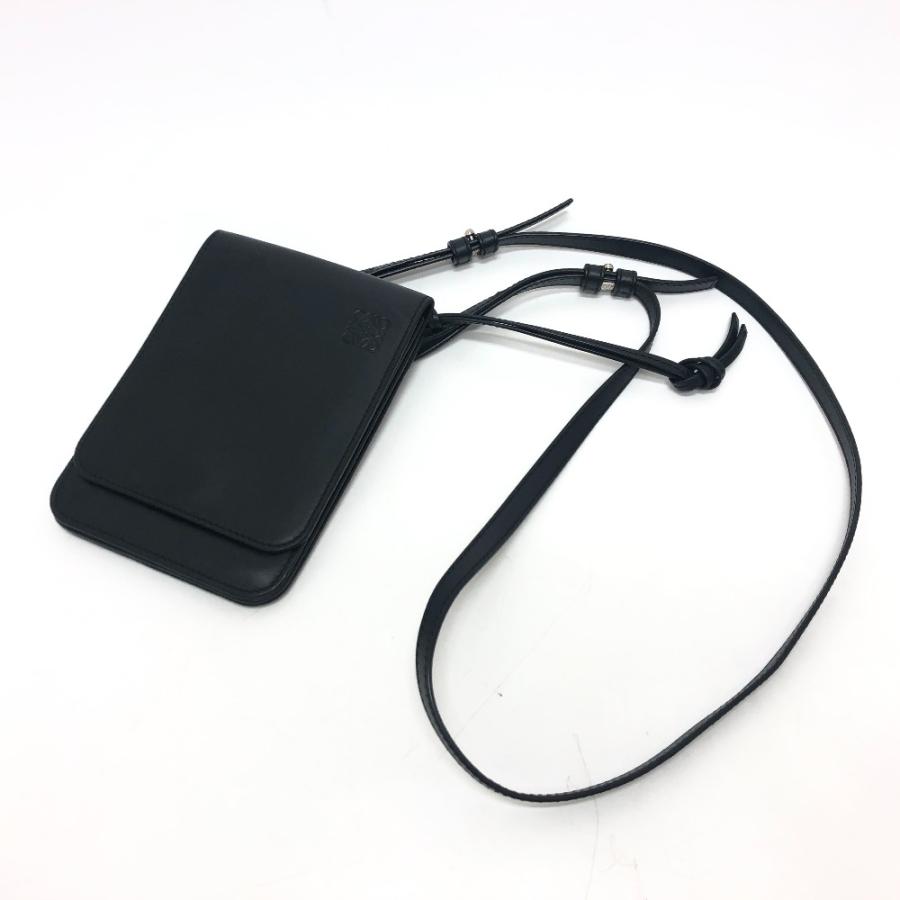 LOEWE ロエベ ロゴ ガゼットフラット クロスボディ ポシェット ショルダーバッグ ブラック レディース【中古】 | LOEWE | 03