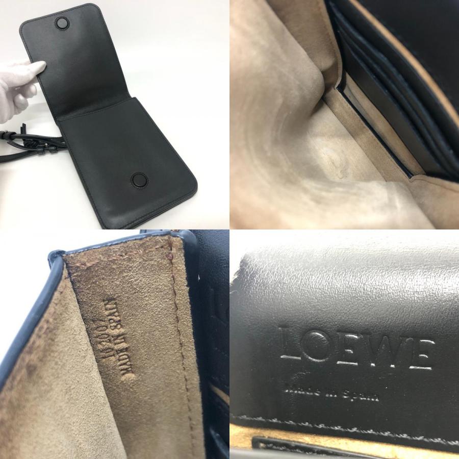 LOEWE ロエベ ロゴ ガゼットフラット クロスボディ ポシェット ショルダーバッグ ブラック レディース【中古】 | LOEWE | 08
