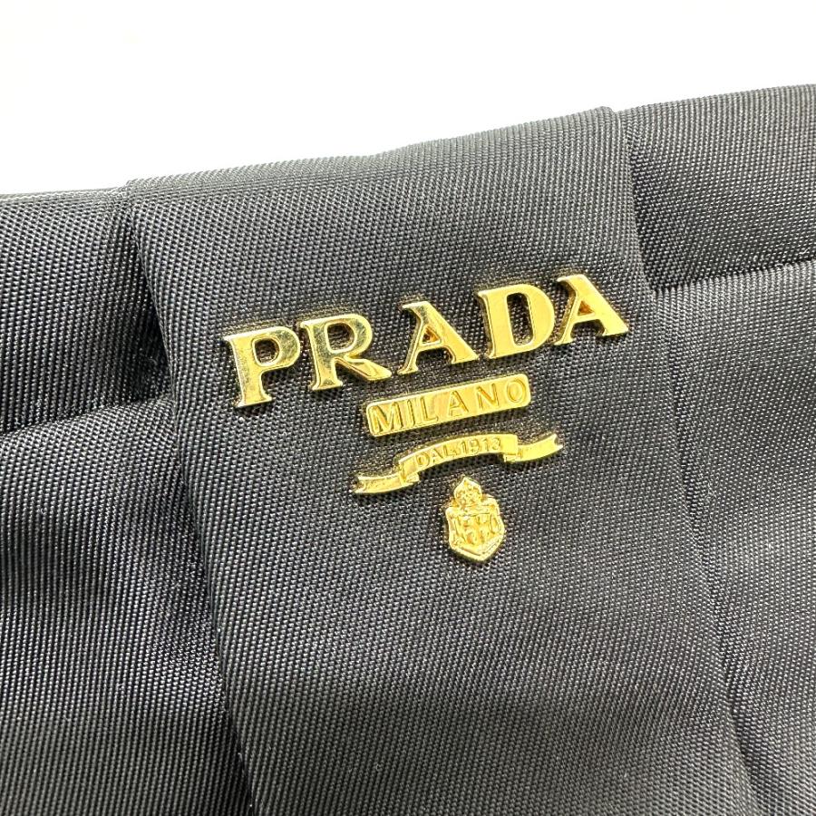PRADA プラダ 1N1422 ロゴ リボン ストラップ付き ポーチ 小物 マルチポーチ アクセサリーポーチ ブラック レディース【中古】 | PRADA | 05