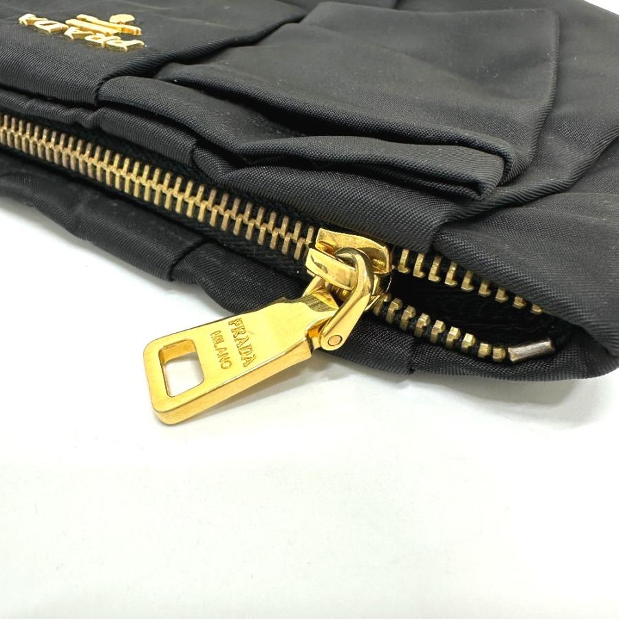 PRADA プラダ 1N1422 ロゴ リボン ストラップ付き ポーチ 小物 マルチポーチ アクセサリーポーチ ブラック レディース【中古】 | PRADA | 06