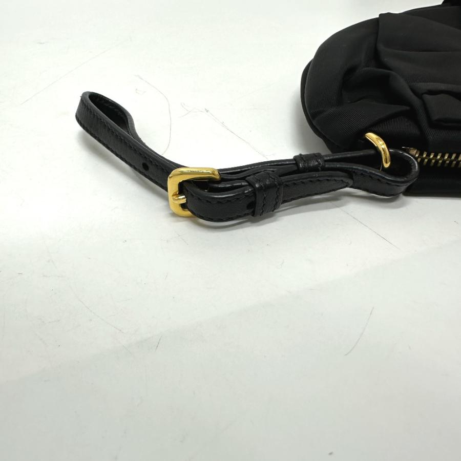 PRADA プラダ 1N1422 ロゴ リボン ストラップ付き ポーチ 小物 マルチポーチ アクセサリーポーチ ブラック レディース【中古】 | PRADA | 07