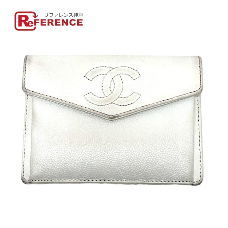 CHANEL シャネル ココマーク フラット フラップウォレット 小物 財布 ミニ財布 2つ折り財布 ホワイト レディース【中古】 | CHANEL