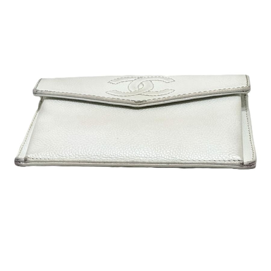 CHANEL シャネル ココマーク フラット フラップウォレット 小物 財布 ミニ財布 2つ折り財布 ホワイト レディース【中古】 | CHANEL | 02
