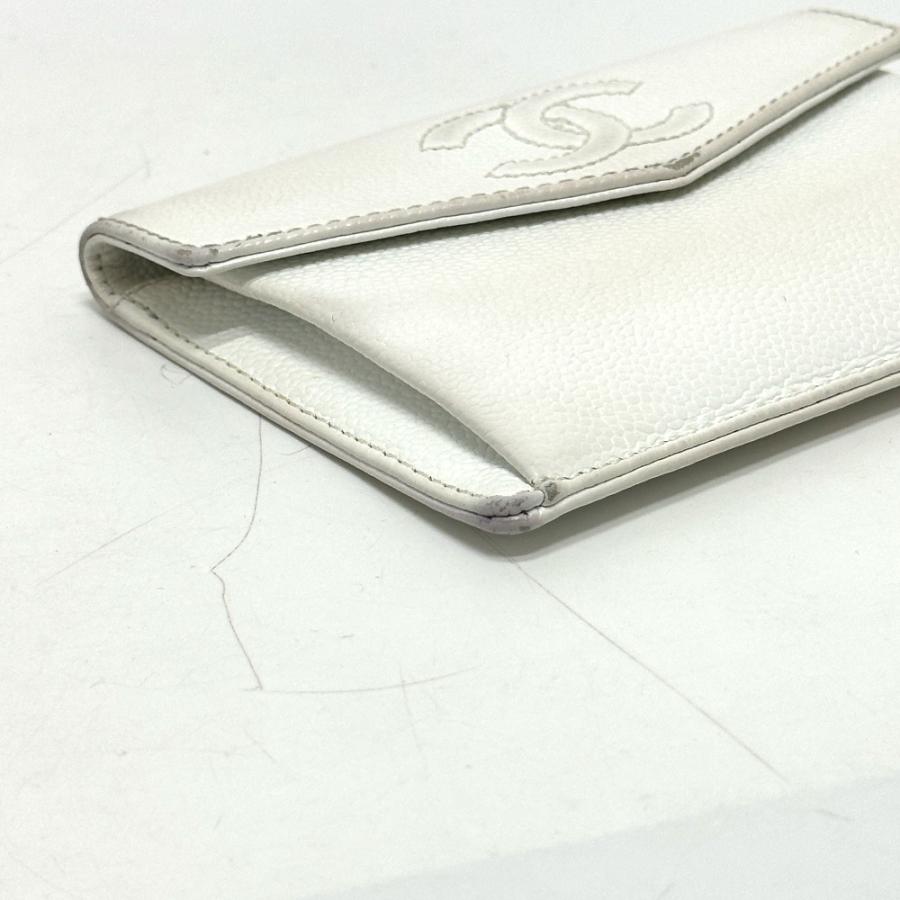 CHANEL シャネル ココマーク フラット フラップウォレット 小物 財布 ミニ財布 2つ折り財布 ホワイト レディース【中古】 | CHANEL | 04