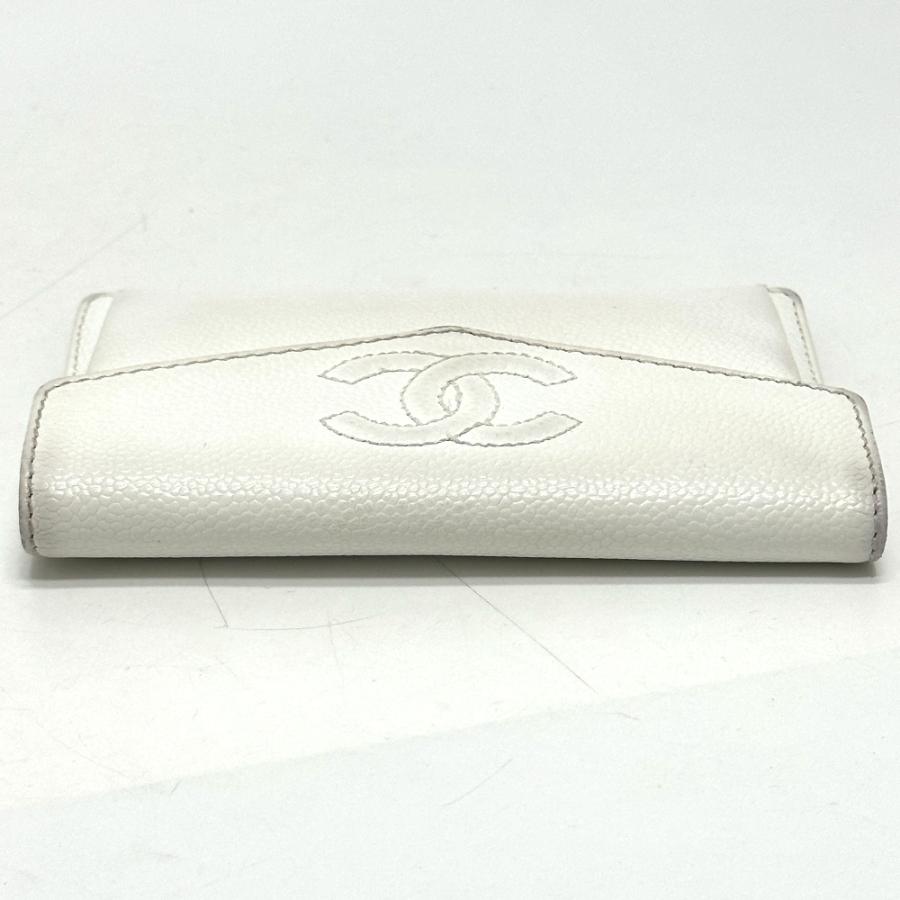CHANEL シャネル ココマーク フラット フラップウォレット 小物 財布 ミニ財布 2つ折り財布 ホワイト レディース【中古】 | CHANEL | 06