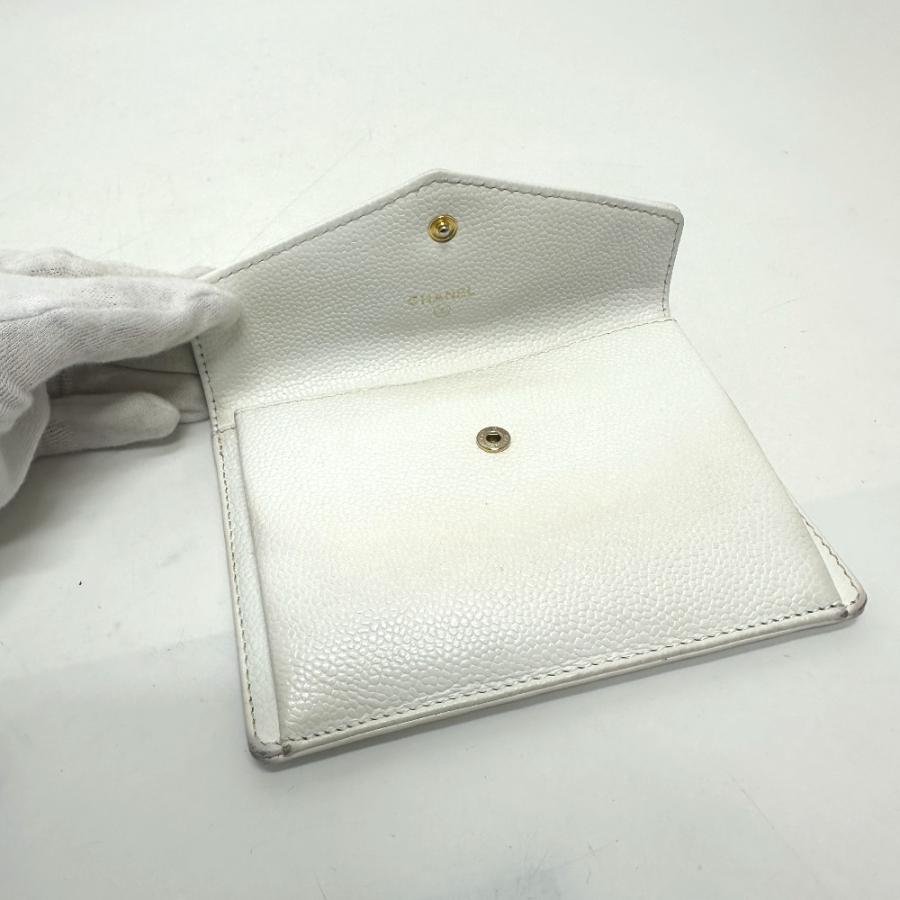 CHANEL シャネル ココマーク フラット フラップウォレット 小物 財布 ミニ財布 2つ折り財布 ホワイト レディース【中古】 | CHANEL | 07