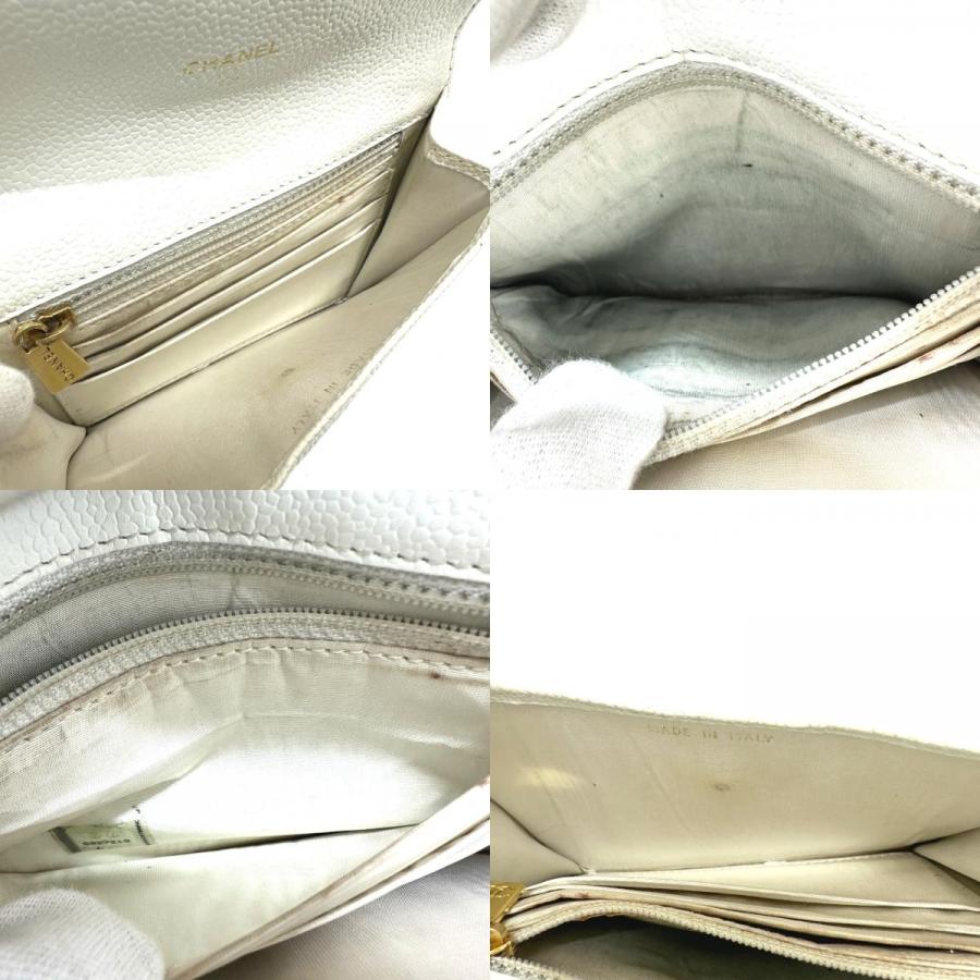 CHANEL シャネル ココマーク フラット フラップウォレット 小物 財布 ミニ財布 2つ折り財布 ホワイト レディース【中古】 | CHANEL | 08
