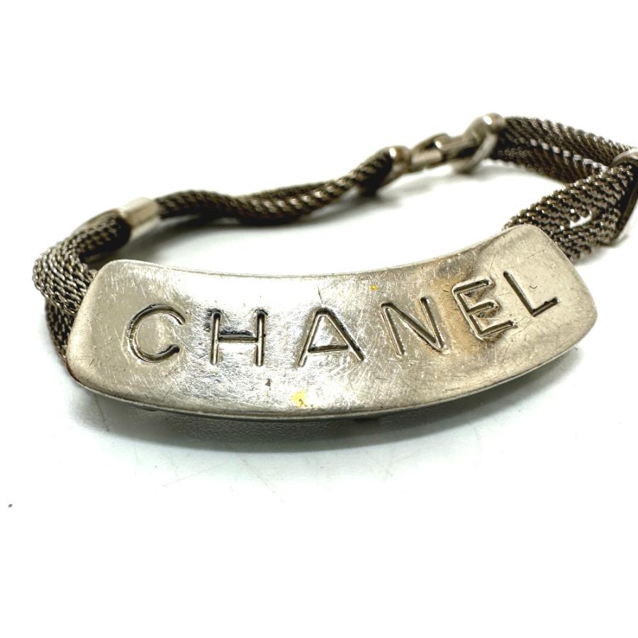 CHANEL シャネル ロゴ プレート チェーン アクセサリー ファッション 小物 ブレスレット シルバー レディース【中古】 | CHANEL | 04