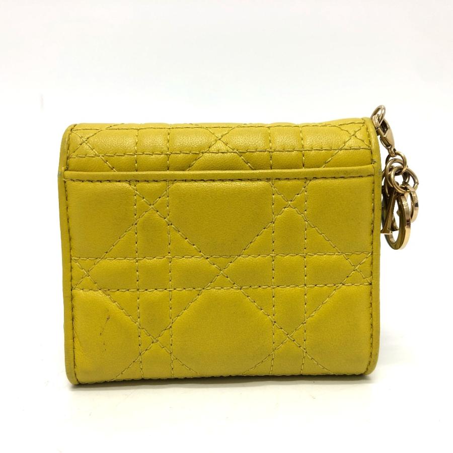 Dior ディオール レディディオール カナージュ ロータスウォレット コンパクトウォレット 財布 ウォレット 3つ折り財布 イエロー【中古】 |  | 01