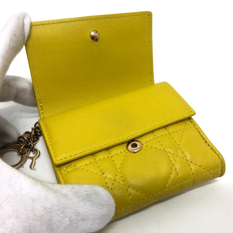 Dior ディオール レディディオール カナージュ ロータスウォレット コンパクトウォレット 財布 ウォレット 3つ折り財布 イエロー【中古】 |  | 07