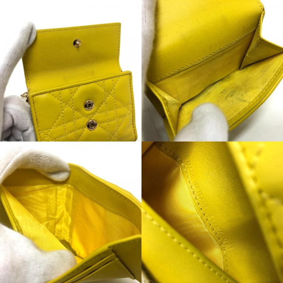 Dior ディオール レディディオール カナージュ ロータスウォレット コンパクトウォレット 財布 ウォレット 3つ折り財布 イエロー【中古】 |  | 09