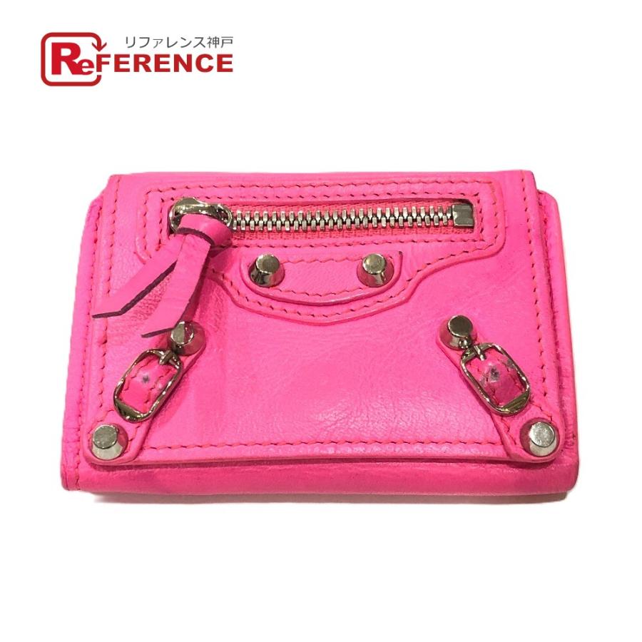 BALENCIAGA バレンシアガ 203437 クラシック コンパクトウォレット 3つ折り財布 財布 3つ折り財布 ピンク レディース【中古】 | BALENCIAGA