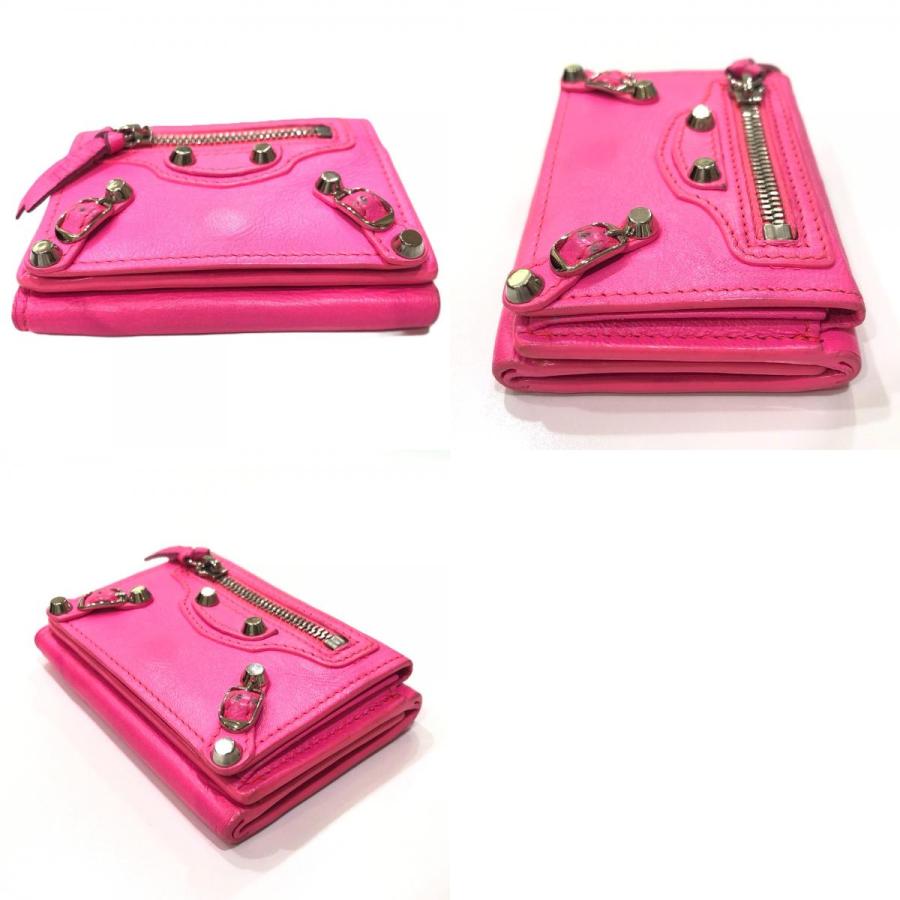 BALENCIAGA バレンシアガ 203437 クラシック コンパクトウォレット 3つ折り財布 財布 3つ折り財布 ピンク レディース【中古】 | BALENCIAGA | 09